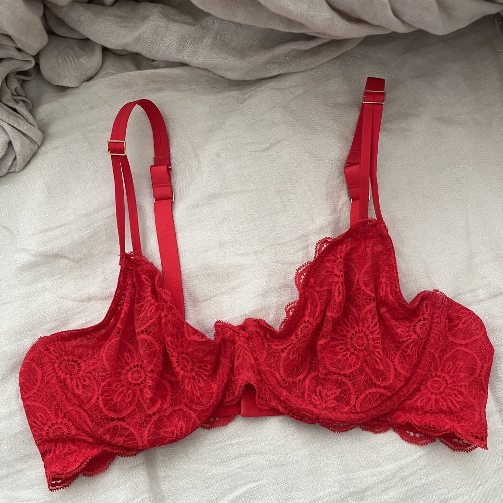 Aerie Real Power Plunge Unlined Bra — Chilly Red - Picture 2 of 4